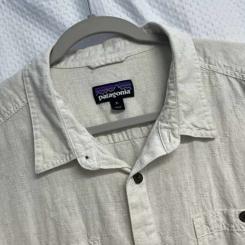 Patagonia Men's Button Front Ivory Hemp Organic Cotton Shirt XL Gorpcore